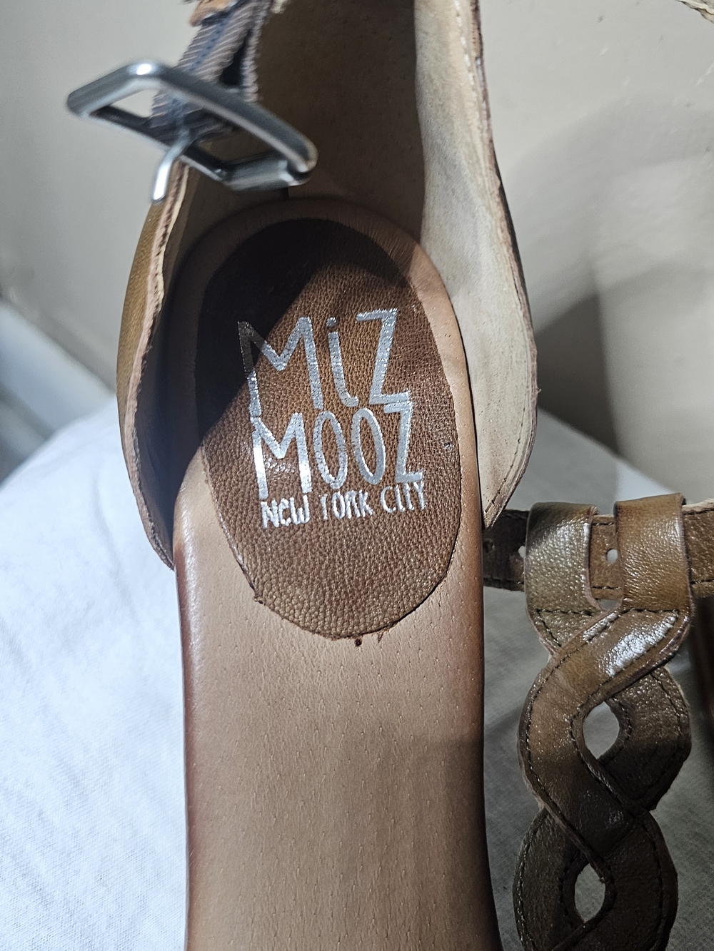 Miz Mooz Tan Braided 100% Leather Heels